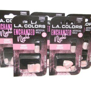 LA COLORS Enchanted Night Short Square Nails Princess Vibes Pink Glitr Lot of 5